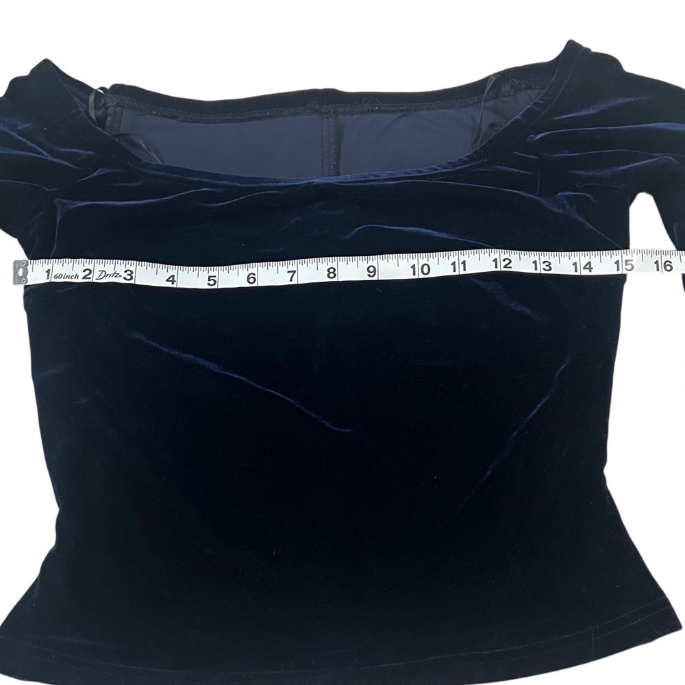 Vintage Scott McClintock Millennium 2000 Navy Blue Velvet Y2KTop S Goth Romantic - Picture 6 of 7
